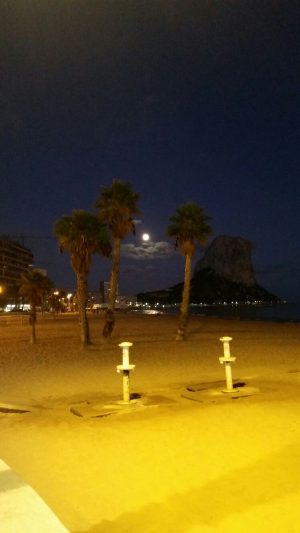 Calpe by moonlight, romantic holiday south Spain